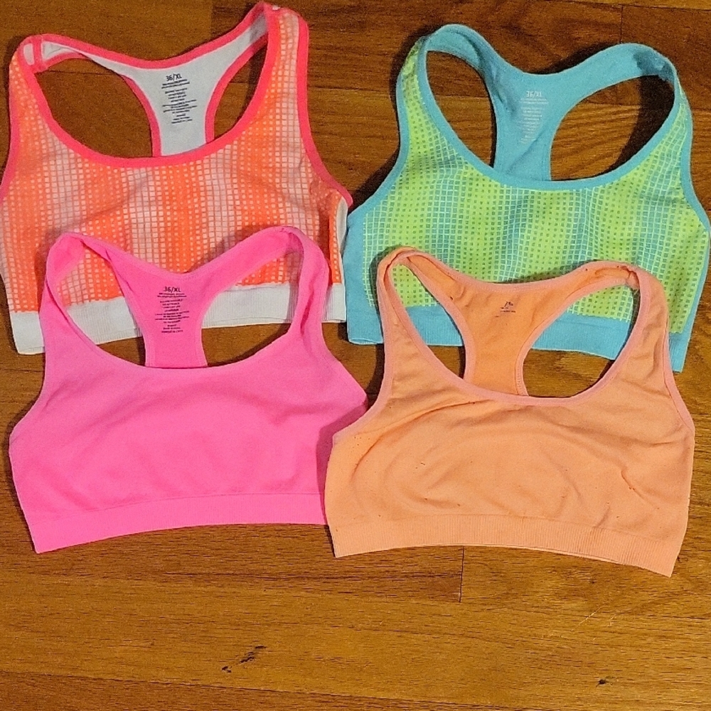 Seamless Racerback Sports Bras - Pink, Peach, Coral, Aqua